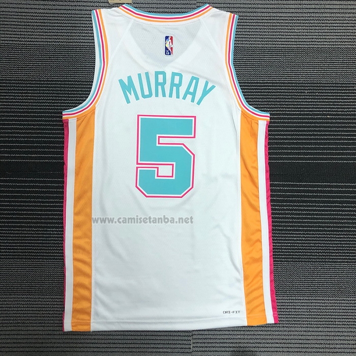 Camiseta San Antonio Spurs Dejounte Murray #5 Ciudad 2021-22 Blanco